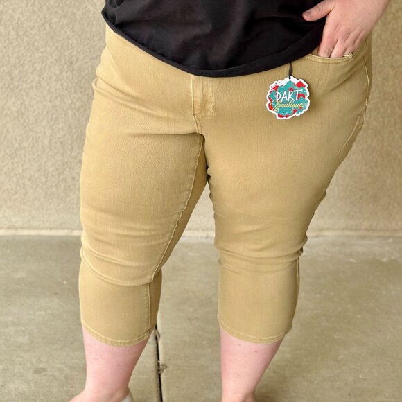 June Garment Dyed Capri Jeans - Khaki - Picture 5 of 7